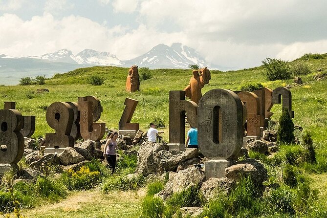 Mount Aragats,Amberd Fortress,Alphabet Monument, Saghmosavank - The Armenian Alphabet Monument and Mesrop Mashtots